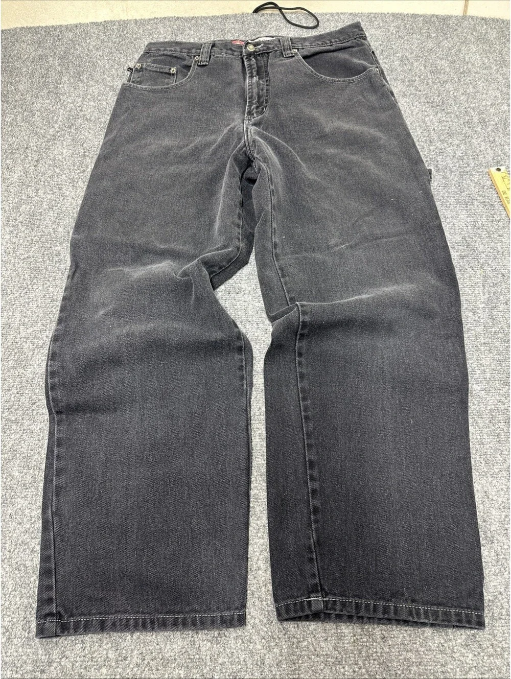 Vintage Bugle Boy 7M Baggy Jeans Men's Size 34x30 Black Denim Gold Crest Series